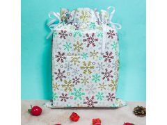 Vánoční dárkový balicí sáček se šňůrkou - 51x39 cm - sněhové vločky 15