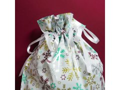 Vánoční dárkový balicí sáček se šňůrkou - 51x39 cm - sněhové vločky 3