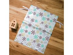 Vánoční dárkový balicí sáček se šňůrkou - 51x39 cm - sněhové vločky 4