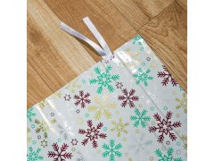 Vánoční dárkový balicí sáček se šňůrkou - 51x39 cm - sněhové vločky 8