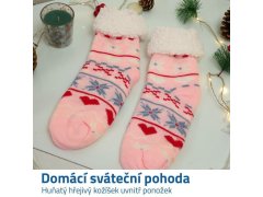 Vánoční hřejivé ponožky s kožíškem - sváteční ornamenty 2