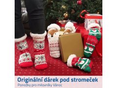 Vánoční hřejivé ponožky s kožíškem - sváteční ornamenty 3