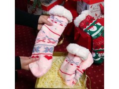 Vánoční hřejivé ponožky s kožíškem - sváteční ornamenty 7