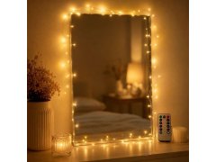 Vánoční LED řetěz 20 m s&nbsp;dálkovým ovládáním - teplé bílé světlo 5