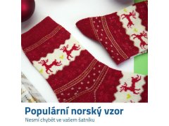 Vánoční ponožky s norským vzorem - červené 3