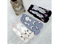Veselé ponožky s kočičkou - béžové 3