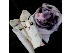 Veselé ponožky s kočičkou - béžové 4