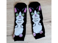 Veselé ponožky s kočičkou - černé 4