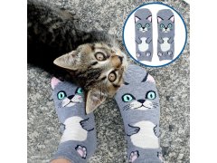 Veselé ponožky s kočičkou - šedé 1