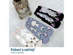 Veselé ponožky s kočičkou - šedé 3