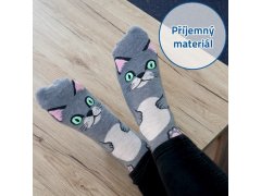 Veselé ponožky s kočičkou - šedé 4