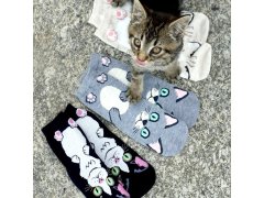 Veselé ponožky s kočičkou - šedé 6