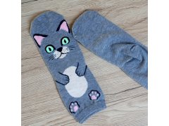 Veselé ponožky s kočičkou - šedé 7