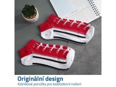 Veselé ponožky tenisky - červené 2
