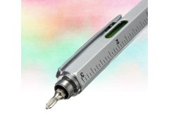 Víceúčelové pero 6v1: propiska, stylus, pravítko, vodováha, 2x šroubovák 4