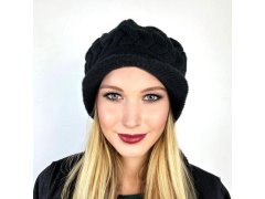 Zateplený baret s kožíškem - černý 1