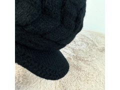Zateplený baret s kožíškem - černý 4
