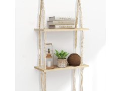 Závěsná macrame polička, 2 patra 1
