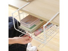 Závěsný kovový košík s&nbsp;háčky - bílý 9