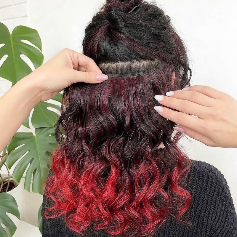 Clip in pás pro barevné podbarvení vlasů - hnědo-červený - Dárky.pro