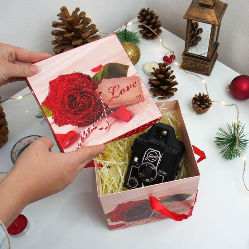 Dárková krabička 15 cm - valentýnská růže - Dárky.pro