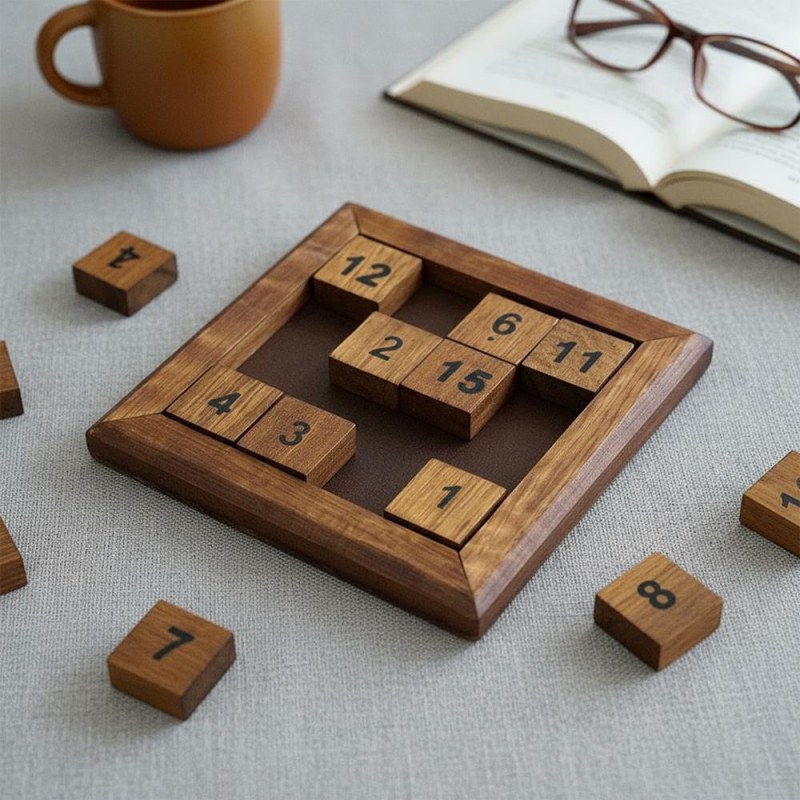 Dřevěný posuvný hlavolam s&nbsp;čísly - Dárky.pro