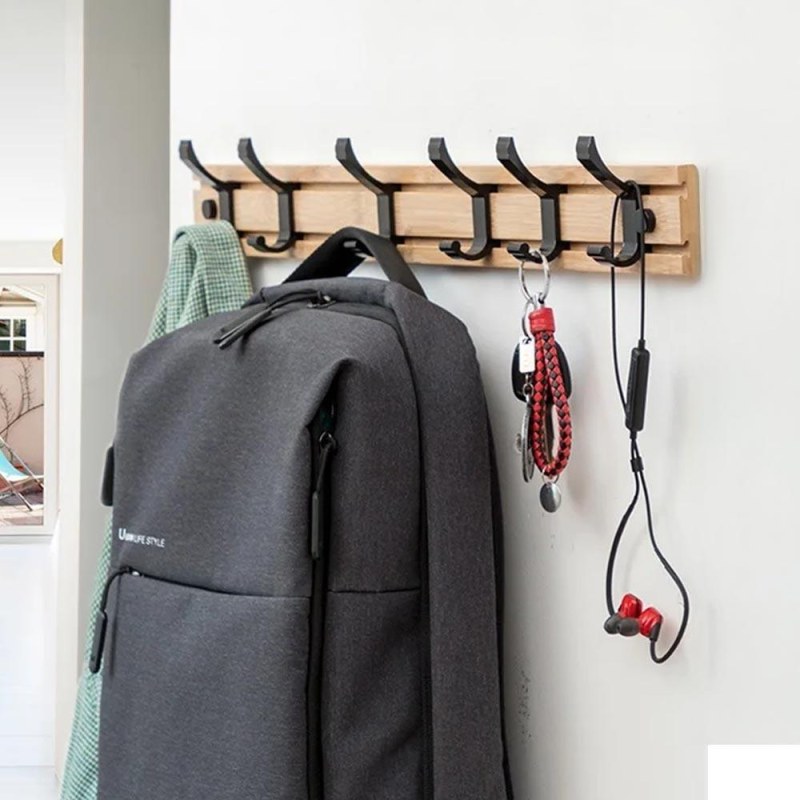 Dřevěný věšák s 5 kovovými háčky 50 cm Dřevěný věšák s 5 kovovými háčky 50 cm - Dárky.pro
