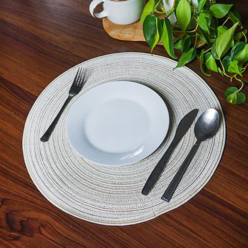 Kulaté prostírání na stůl - béžové - Dárky.pro
