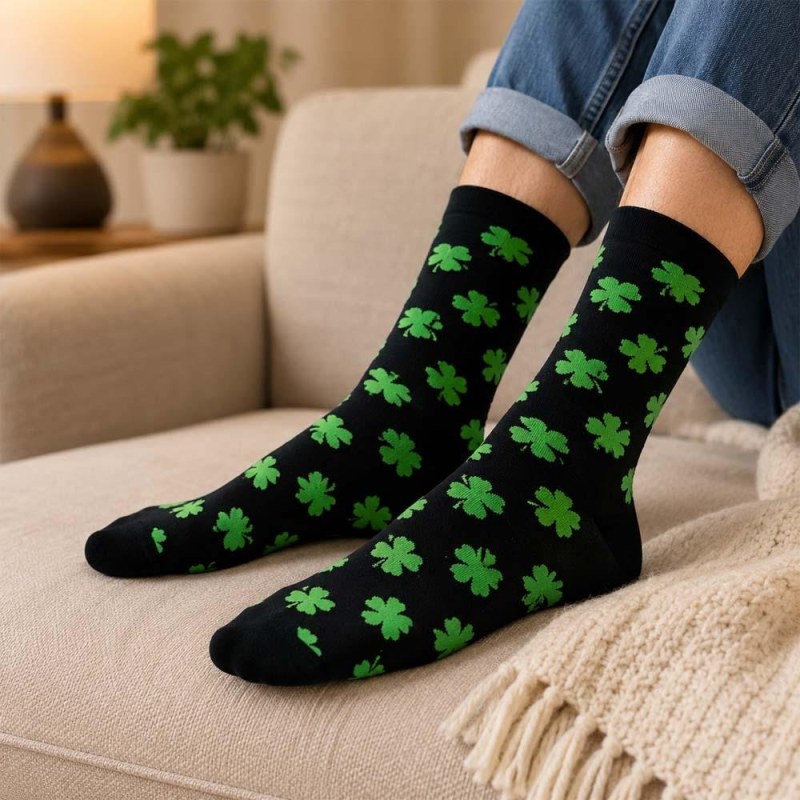 Ponožky se čtyřlístky unisex, univerzální velikost - Dárky.pro