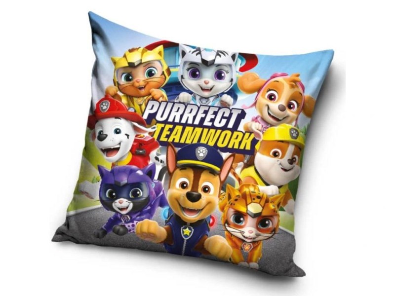 Povlak na polštářek 40x40 cm - Tlapková Patrola Purrfect Teamwork - Dárky.pro