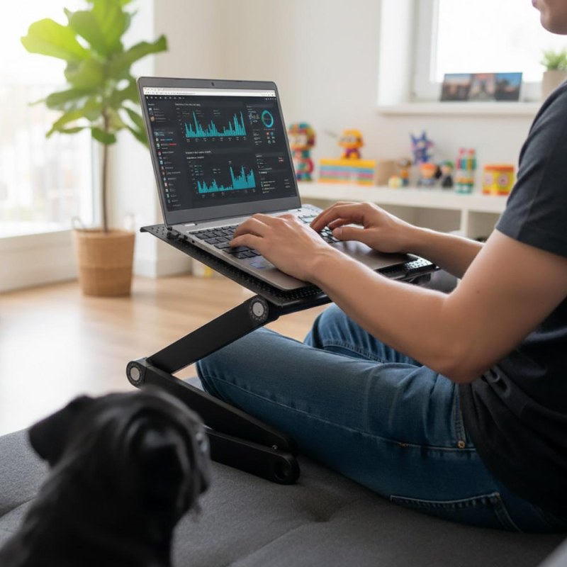 Přenosný polohovací stolek na notebook s&nbsp;větracími štěrbinami - Dárky.pro