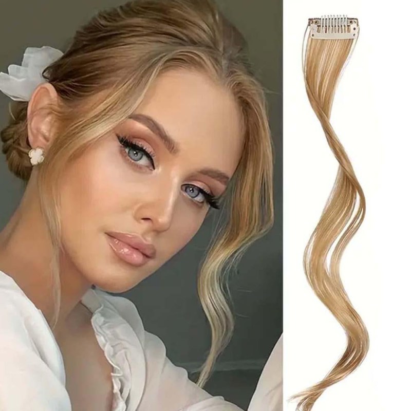 Příčesek do vlasů na klipu melír - tmavá blond - Dárky.pro
