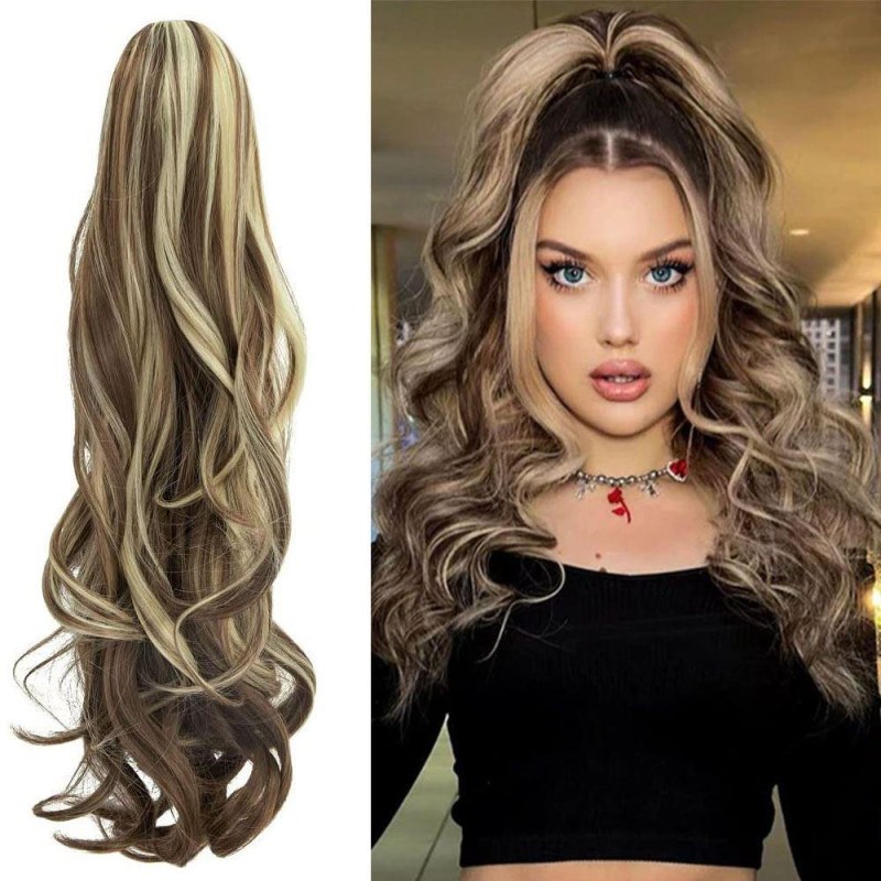 Příčesek do vlasů vlnitý culík 60 cm - melír