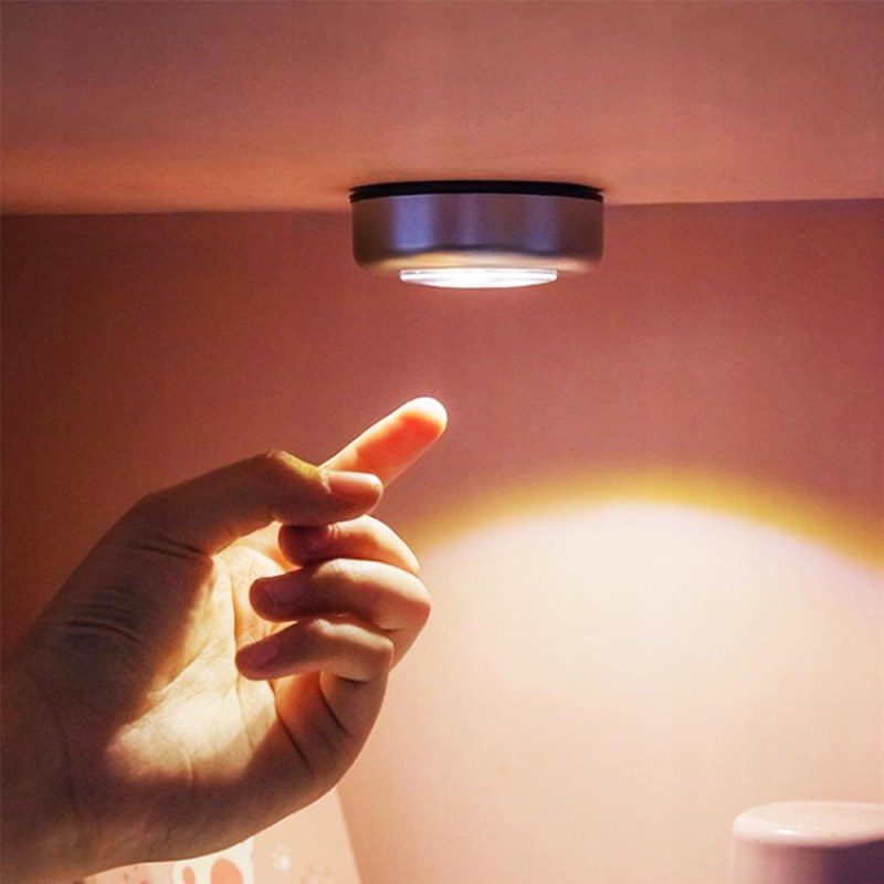 Samolepící lampička 3 LED stříbrná - Dárky.pro