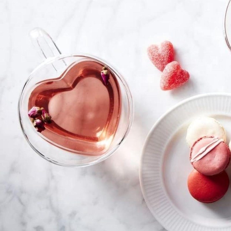 Skleněný hrnek s&nbsp;dvojitou stěnou - srdíčko - Dárky.pro