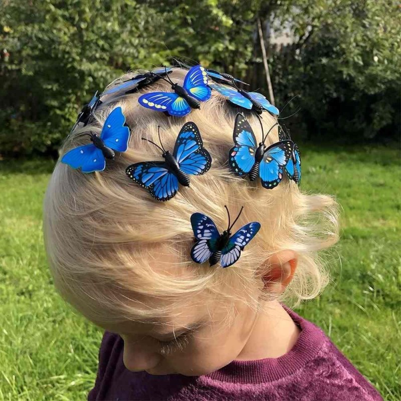 Sponky do vlasů motýlci 10 ks - modré