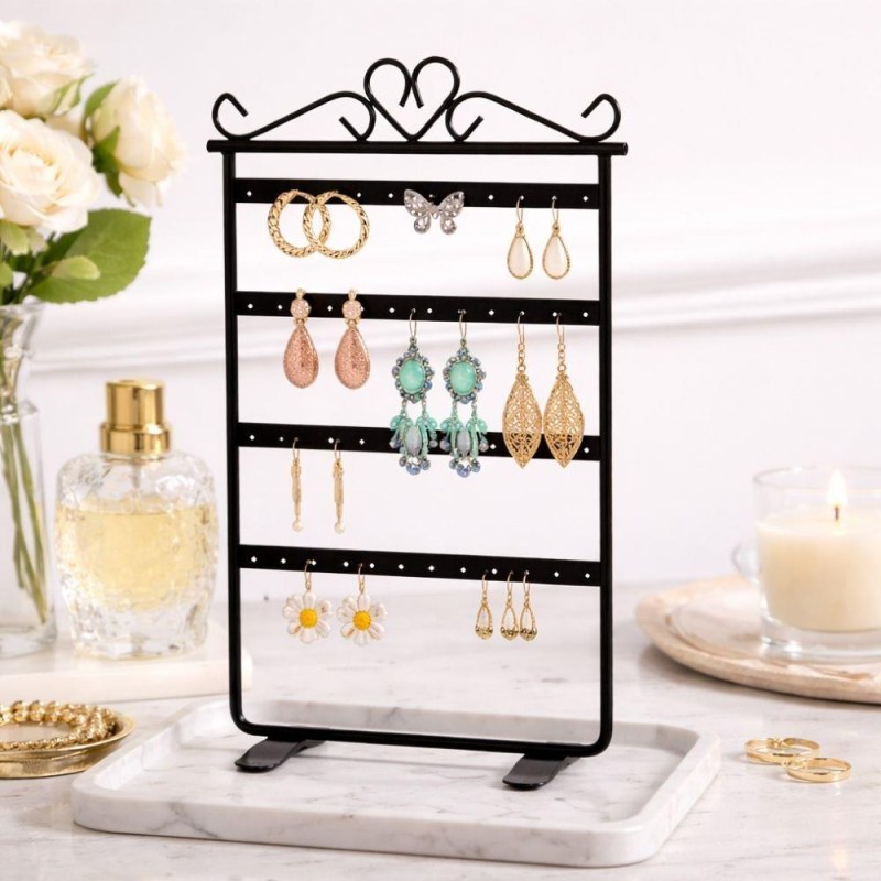 Stojan na šperky a&nbsp;náušnice kovovýčerný - Dárky.pro