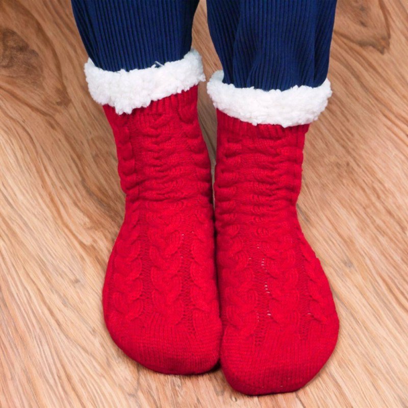 Teplé pletené ponožky - červené - Dárky.pro