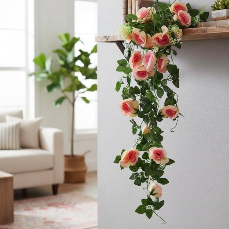 Umělá převislá květina 90 cm - růžovo-oranžová - Dárky.pro