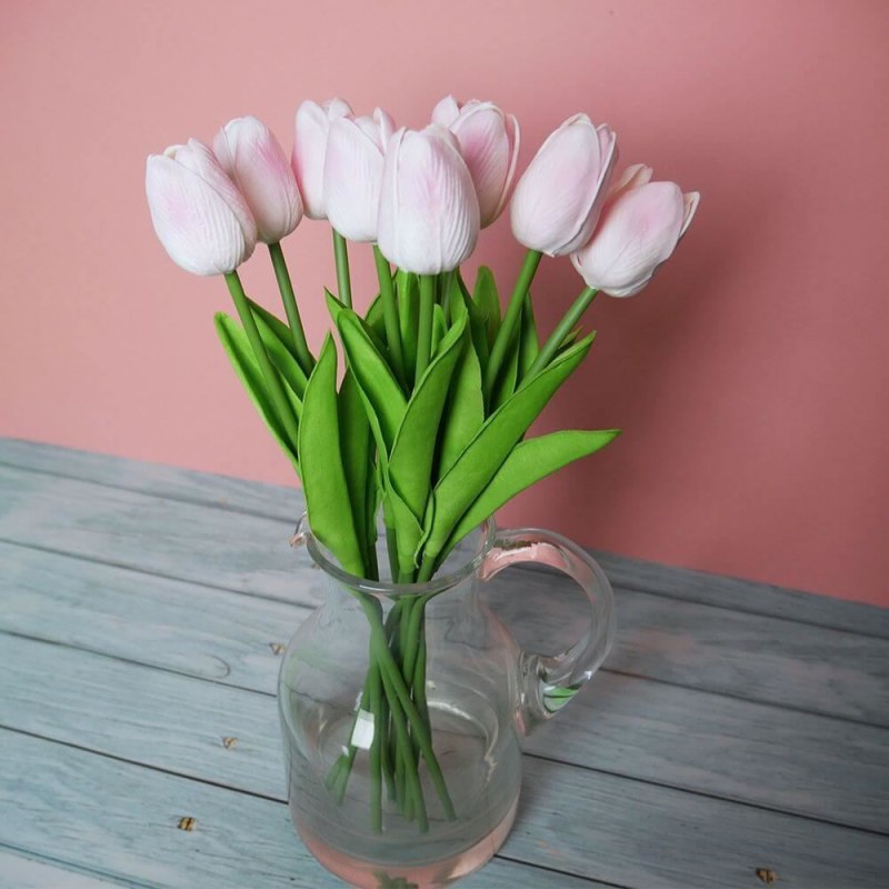 Umělé tulipány 10 ks - světle růžové - Dárky.pro