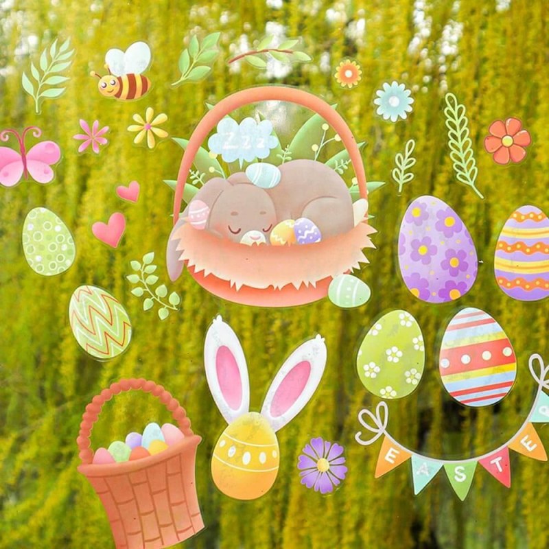 Velká sada velikonočních samolepek na okno 9 archů - Dárky.pro