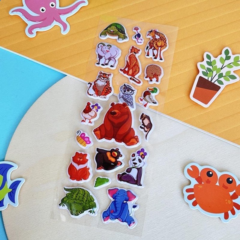 Vypouklé samolepky se zvířátky - méďa a kamarádi