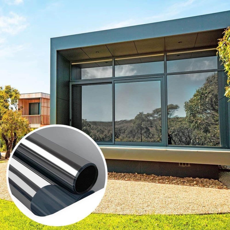 Zrcadlová fólie na okna 200 cm - šedá