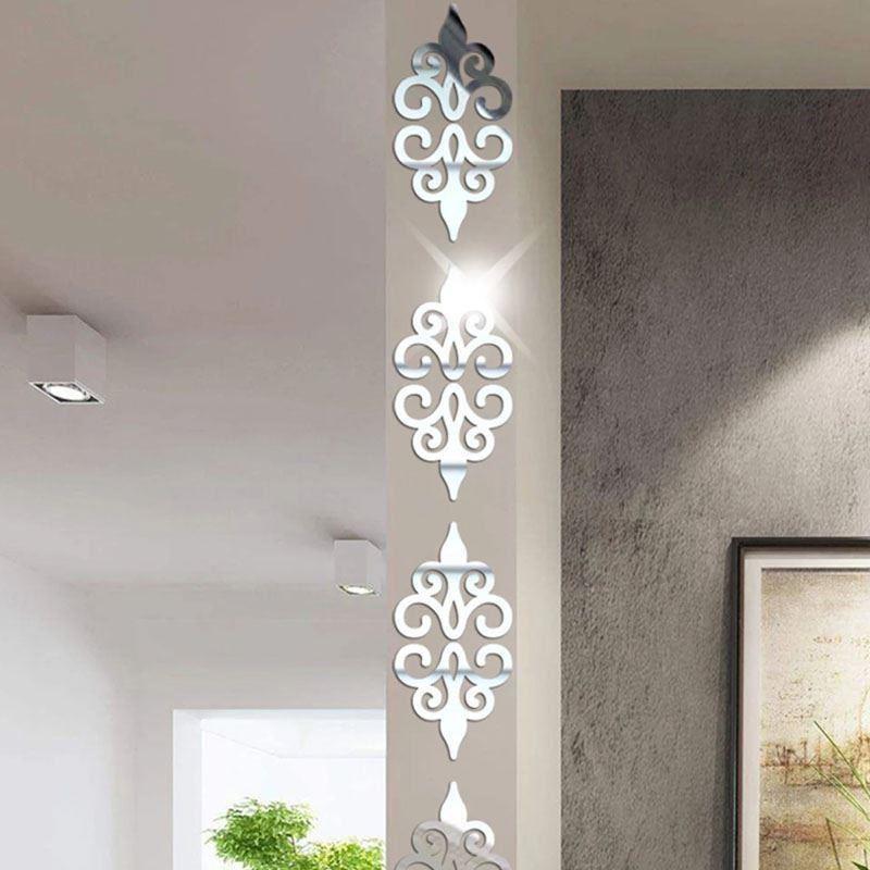 Zrcadlové samolepky ornamenty 10 ks - stříbrné - Dárky.pro